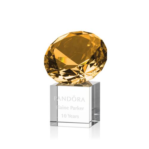 Corporate Awards - Gemstone Amber on Cube Crystal Award