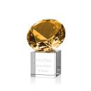 Gemstone Amber on Cube Crystal Award