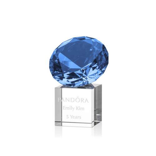 Corporate Awards - Gemstone Sapphire on Cube Crystal Award