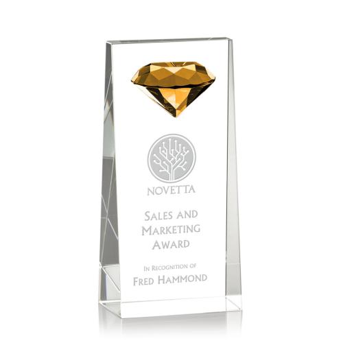 Corporate Awards - Balmoral Gemstone Amber Obelisk Crystal Award