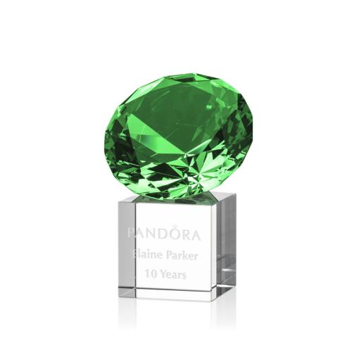 Corporate Awards - Gemstone Emerald on Cube Crystal Award