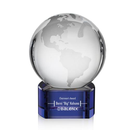 Corporate Awards - Globe Blue on Paragon Spheres Crystal Award