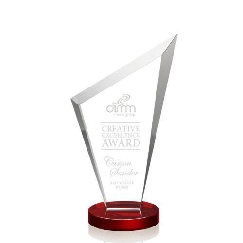 Corporate Awards - Glass Awards - Colored Glass Awards - Condor Red Peak Crystal Award