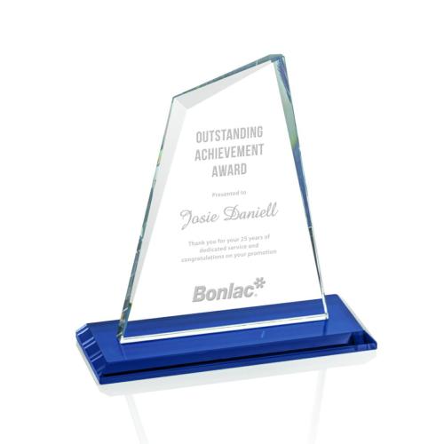 Corporate Awards - Glass Awards - Colored Glass Awards - Summit Blue  Crystal Award