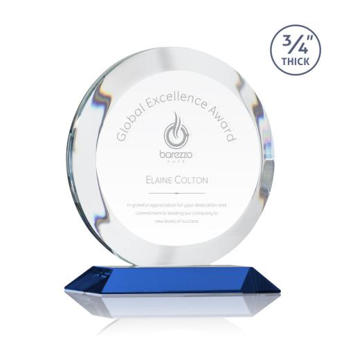 Corporate Awards - Gibralter Blue  Circle Crystal Award