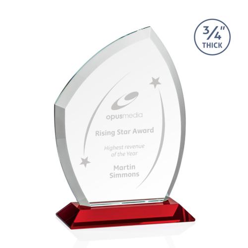 Corporate Awards - Crystal Awards - Colored Crystal - Red Crystal Awards - Daltry Red Abstract / Misc Crystal Award