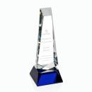 Rustern Blue  on Base Obelisk Crystal Award