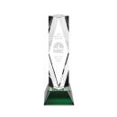 Diamond Shaped Crystal Trophy Award on Green Base