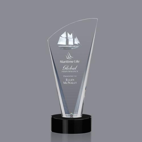 Corporate Awards - Crystal Awards - Brampton 3D Black Peak Crystal Award
