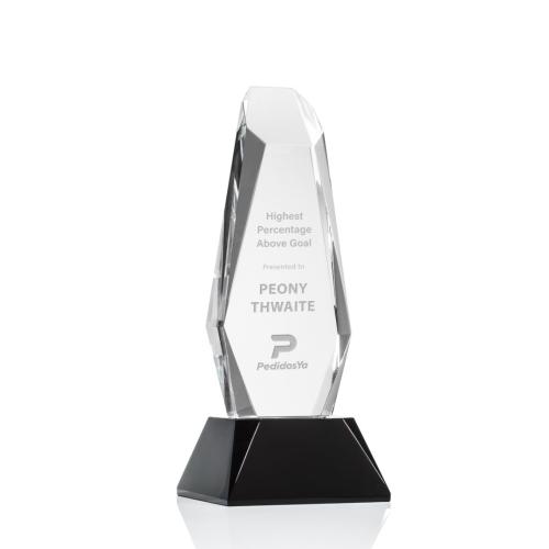 Corporate Awards - Crystal Awards - Crystal Pillar Awards - Rawlinson Black on Base Obelisk Crystal Award