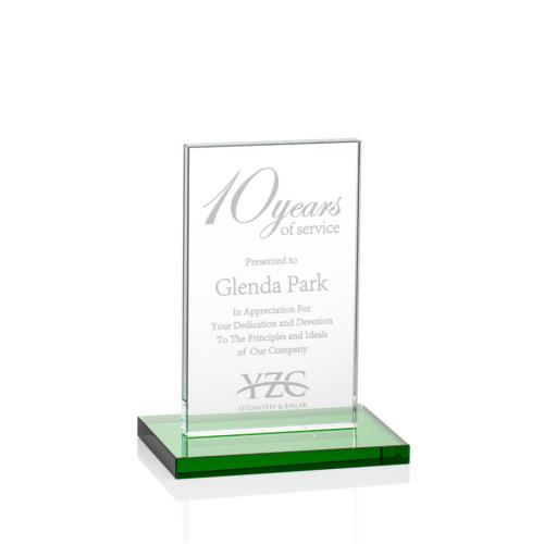 Corporate Awards - Heathrow Green Rectangle Crystal Award