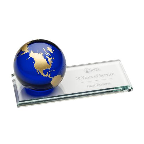 Corporate Awards - Fairfield Globe Blue Spheres Crystal Award