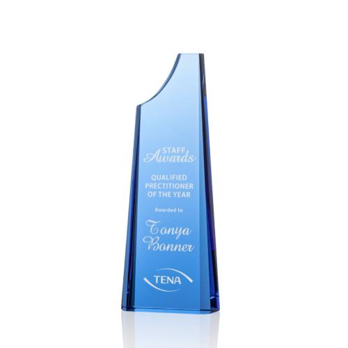 Corporate Awards - Crystal Awards - Crystal Pillar Awards - Middleton Sky Blue Obelisk Crystal Award