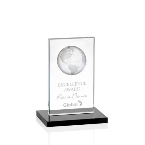 Corporate Awards - Brannigan Globe Black  Rectangle Crystal Award