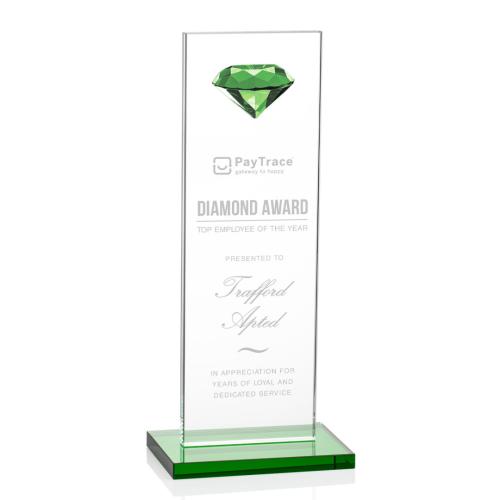 Corporate Awards - Crystal Awards - Diamond Awards - Bayview Gemstone Emerald Obelisk Crystal Award
