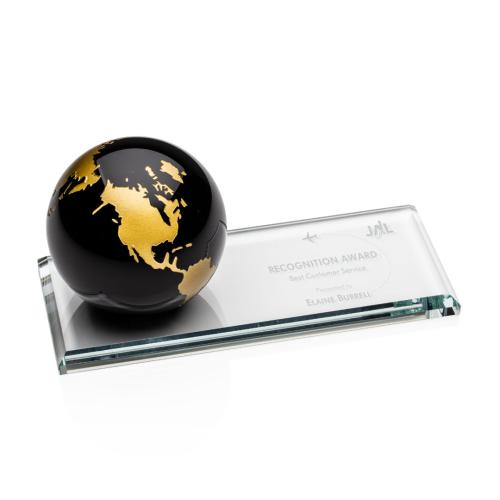 Corporate Awards - Fairfield Globe Black Spheres Crystal Award
