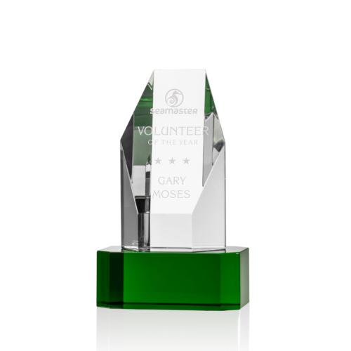 Corporate Awards - Ashford Obelisk on Green Base Crystal Award