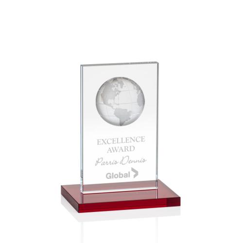 Corporate Awards - Brannigan Globe Red Rectangle Crystal Award