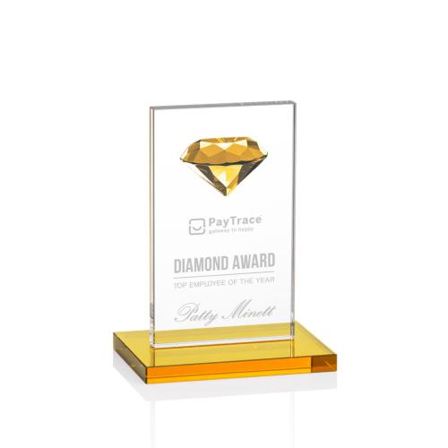 Corporate Awards - Crystal Awards - Diamond Awards - Bayview Gemstone Amber  Obelisk Crystal Award