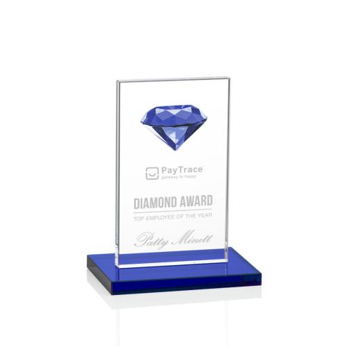 Corporate Awards - Crystal Awards - Crystal Diamond Awards - Bayview Gemstone Sapphire  Obelisk Crystal Award