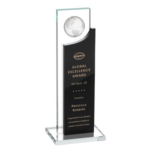 Corporate Awards - Sherwood Globe Black Rectangle Crystal Award