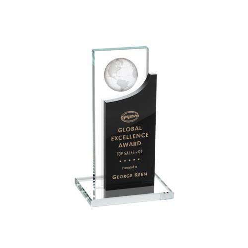 Corporate Awards - Sherwood Globe Black Rectangle Crystal Award