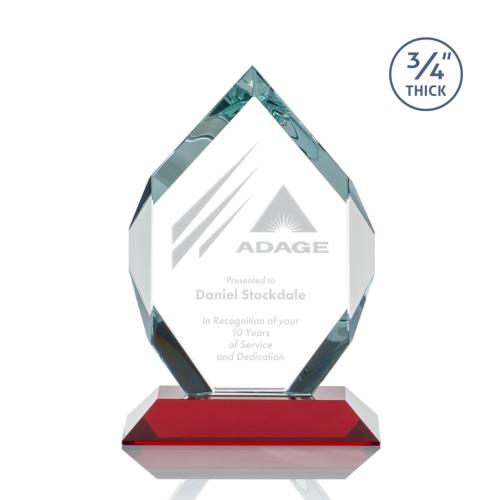 Corporate Awards - Glass Awards - Colored Glass Awards - Royal Diamond Red Crystal Award