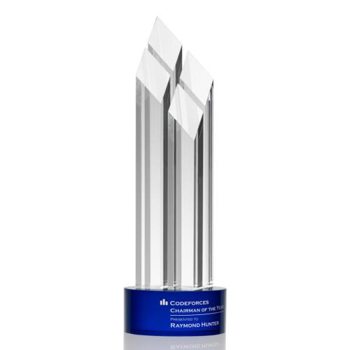 Corporate Awards - Overton Blue  Obelisk Crystal Award
