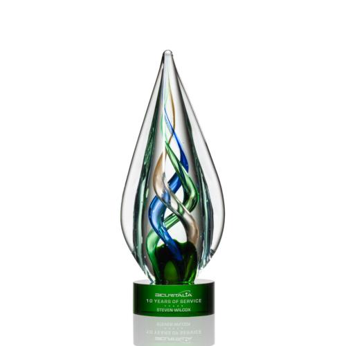 Corporate Awards - Glass Awards - Art Glass Awards - Mulino Green  Glass Award