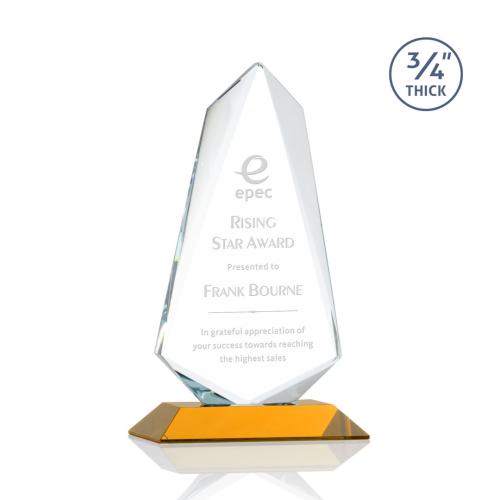 Corporate Awards - Glass Awards - Colored Glass Awards - Sheridan Amber Abstract / Misc Crystal Award