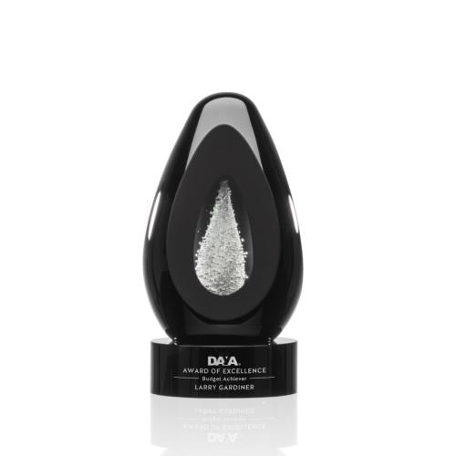 Corporate Awards - Glass Awards - Art Glass Awards - Panache Glass on Black Base Award
