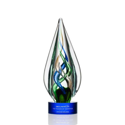 Corporate Awards - Glass Awards - Art Glass Awards - Mulino Blue  Glass Award