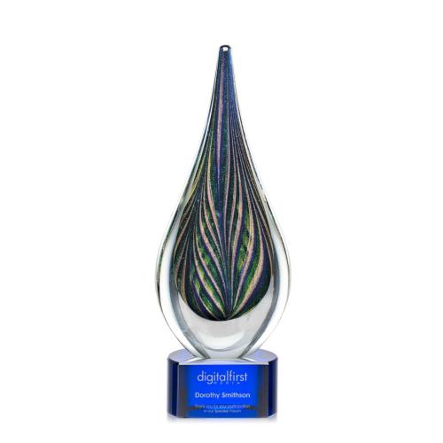 Corporate Awards - Glass Awards - Art Glass Awards - Cobourg Glass on Blue Base Award