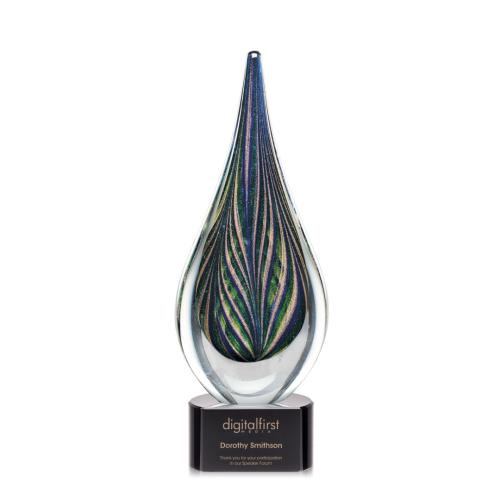 Corporate Awards - Glass Awards - Art Glass Awards - Cobourg Glass on Black Base Award
