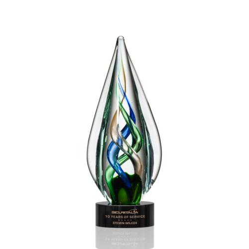 Corporate Awards - Glass Awards - Art Glass Awards - Mulino Black  Glass Award