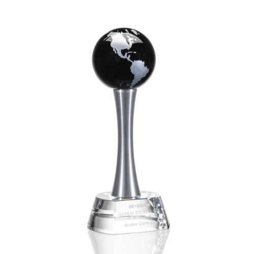 Corporate Awards - Willshire Globe Black Spheres Crystal Award