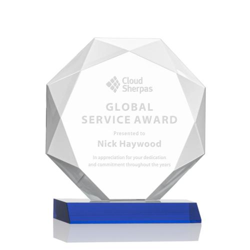 Corporate Awards - Glass Awards - Colored Glass Awards - Kitchener Blue  Crystal Award