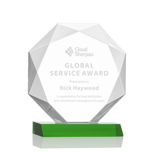 Corporate Awards - Glass Awards - Colored Glass Awards - Kitchener Green  Crystal Award