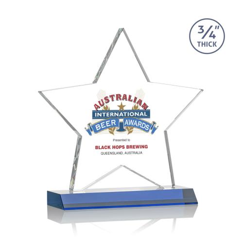 Corporate Awards - Chippendale Full Color Blue  Star Crystal Award