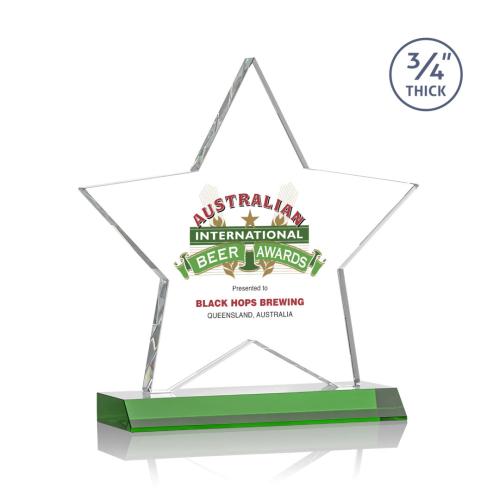 Corporate Awards - Chippendale Full Color Green Star Crystal Award