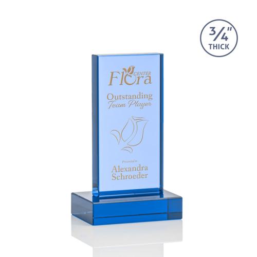 Corporate Awards - Hathaway Sky Blue Rectangle Crystal Award