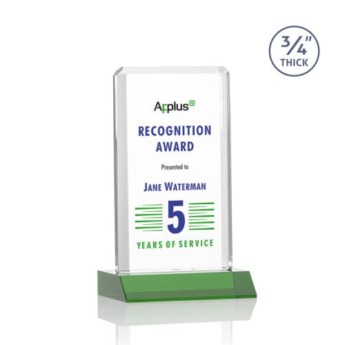 Corporate Awards - Full Color Awards - Southport Full Color Green Rectangle Crystal Award