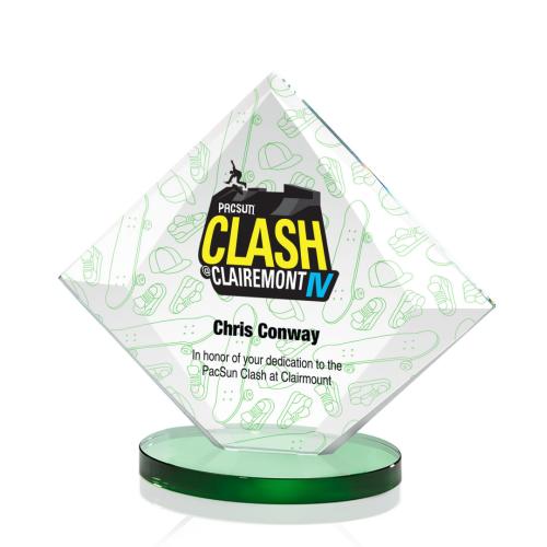 Corporate Awards - Teston Full Color Green Diamond Crystal Award