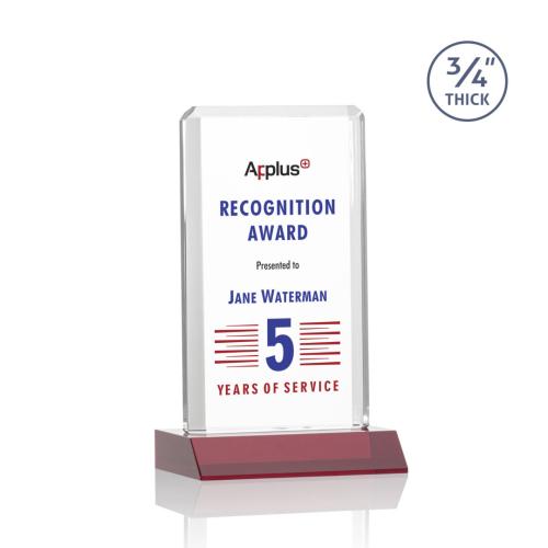 Corporate Awards - Full Color Awards - Southport Full Color Red Rectangle Crystal Award