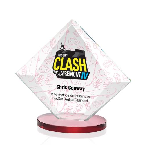 Corporate Awards - Teston Full Color Red  Diamond Crystal Award