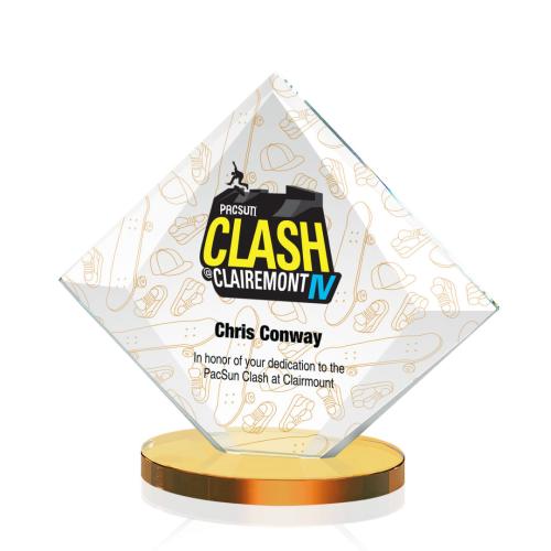 Corporate Awards - Teston Full Color Amber  Diamond Crystal Award
