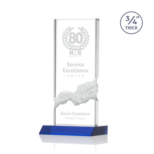 Corporate Awards - Poole Blue Rectangle Crystal Award