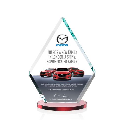 Corporate Awards - Canton Full Color Red  Diamond Crystal Award