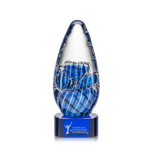 Corporate Awards - Glass Awards - Art Glass Awards - Contempo Blue on Paragon Base Glass Award