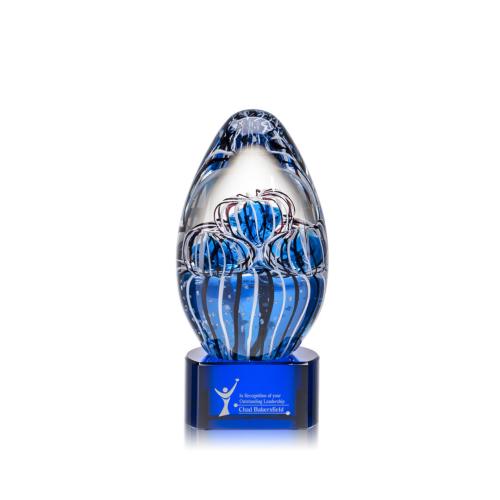 Corporate Awards - Glass Awards - Art Glass Awards - Contempo Blue on Paragon Base Glass Award